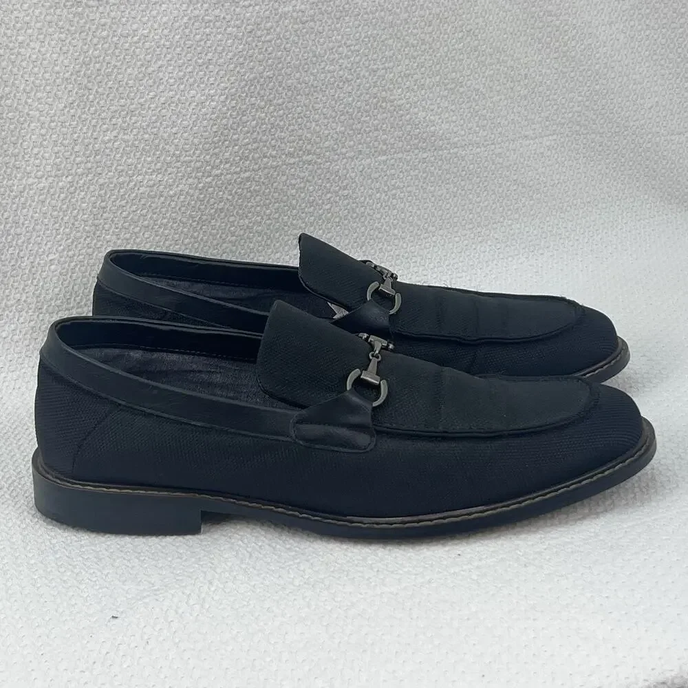 Robert David Knock Horsebit Loafers Men’s 9.5 M Black Slip On Dress Shoes